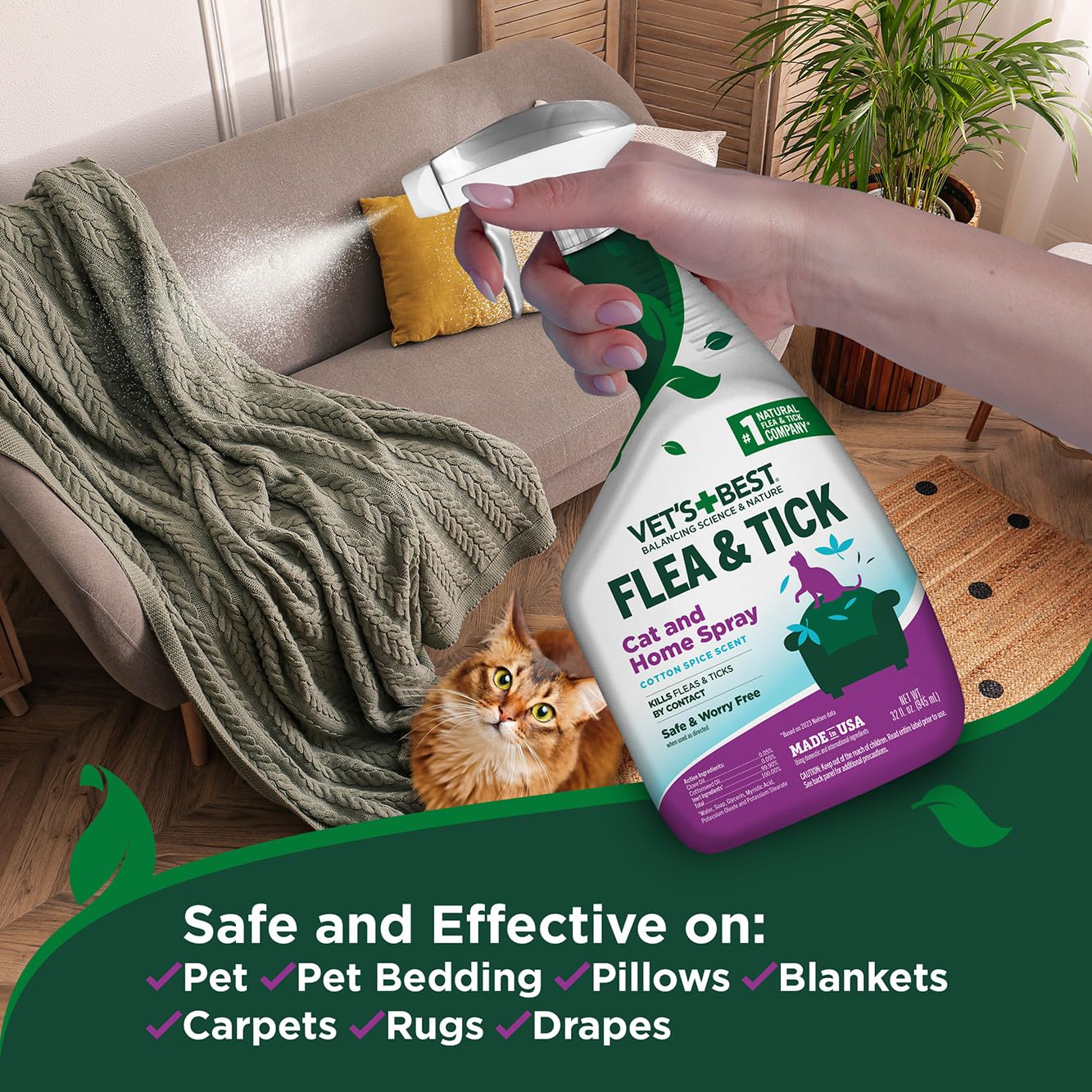 Vet’s Best made in USA label closeup communicates quality and domestic production.