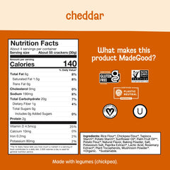 MadeGood Cheddar Star Puffed Crackers closeup shows cheesy texture ideal for quick snacking.