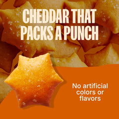 MadeGood Cheddar Star Puffed Crackers pouch, convenient for on-the-go snacking.