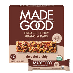 MadeGood Chocolate Chip Granola Bars packaging for a gluten-free snack option.