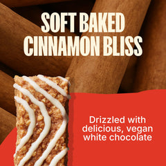 MadeGood Mornings Cinnamon Bun bar closeup highlights oat base and cinnamon aroma.