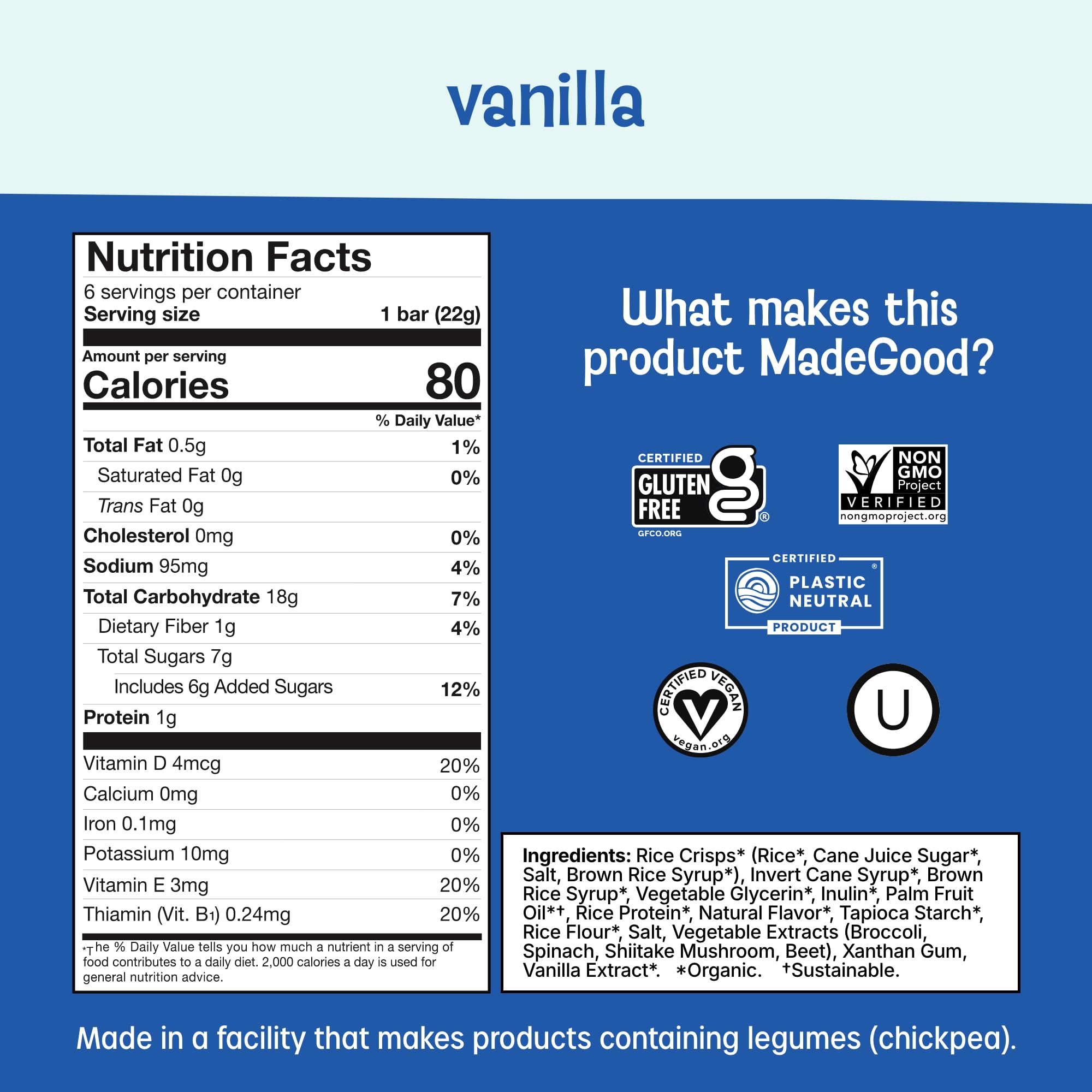MadeGood Vanilla Crispy Squares texture close-up highlights light, crispy vanilla crunch.