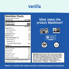 MadeGood Vanilla Crispy Squares texture close-up highlights light, crispy vanilla crunch.