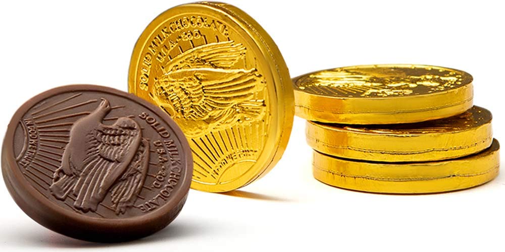 Madelaine party favors coins add a sweet touch.
