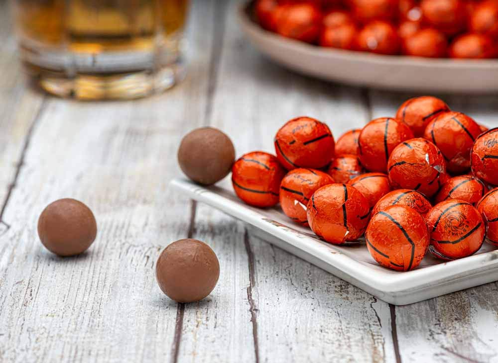Madelaine half-pound bag of basketball chocolates, ideal for sharing