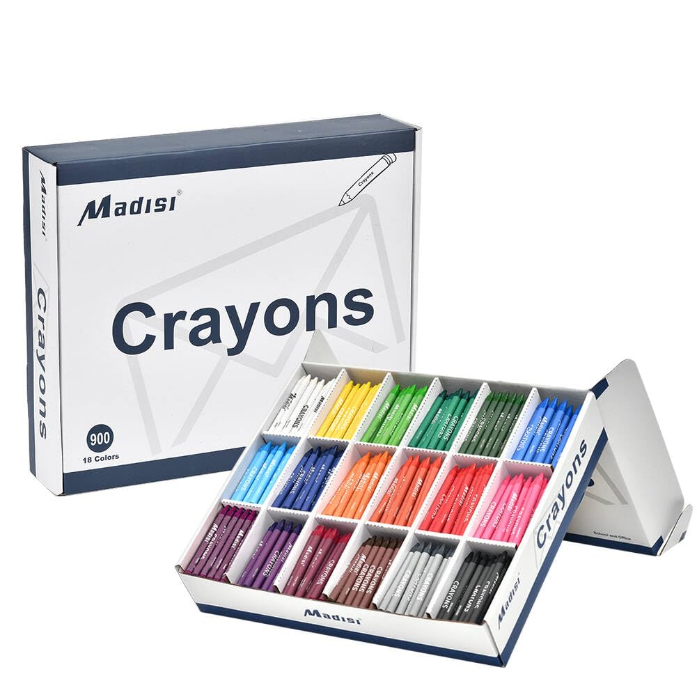 Madisi Crayon Bulk Pack box offers sturdy storage and quick access for classrooms.