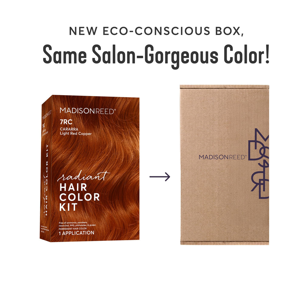 Madison Reed 7RC light ginger red palette showing warm copper tones