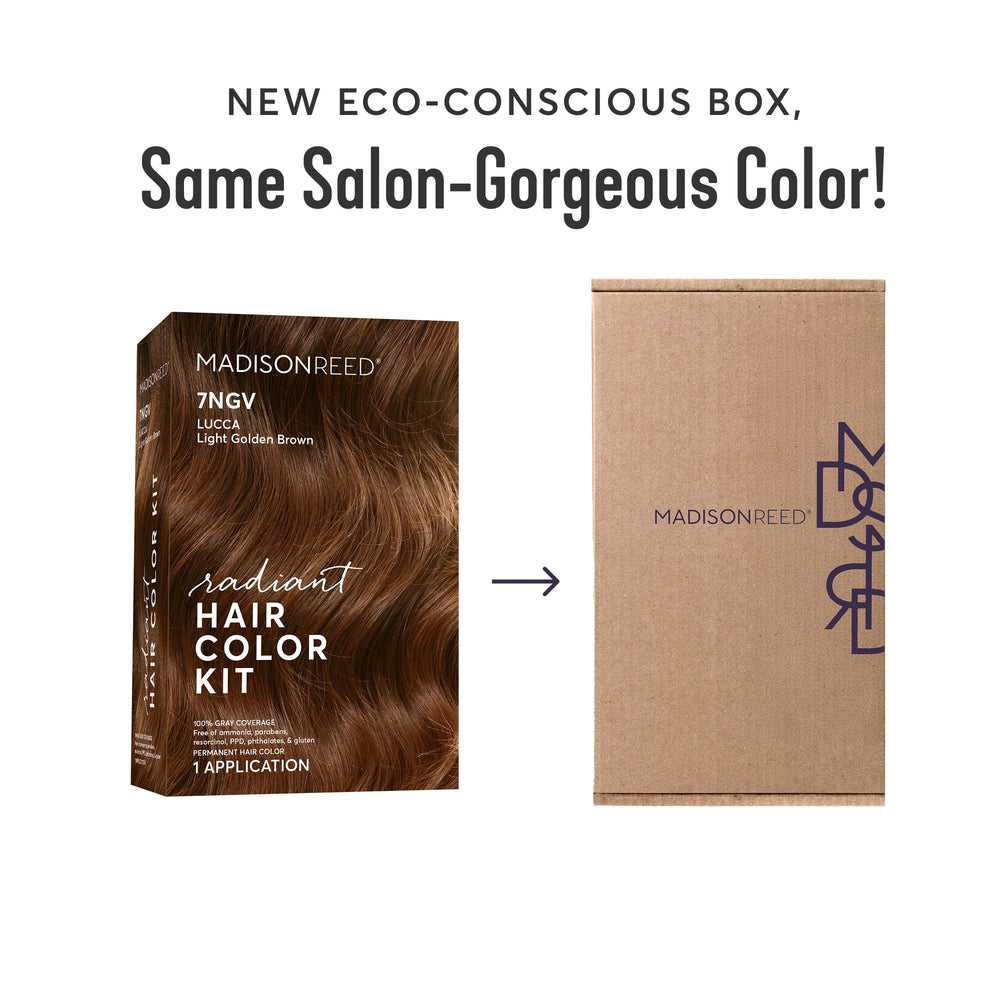 Madison Reed Radiant Color cream tube for precise shade matching in Light Golden Brown
