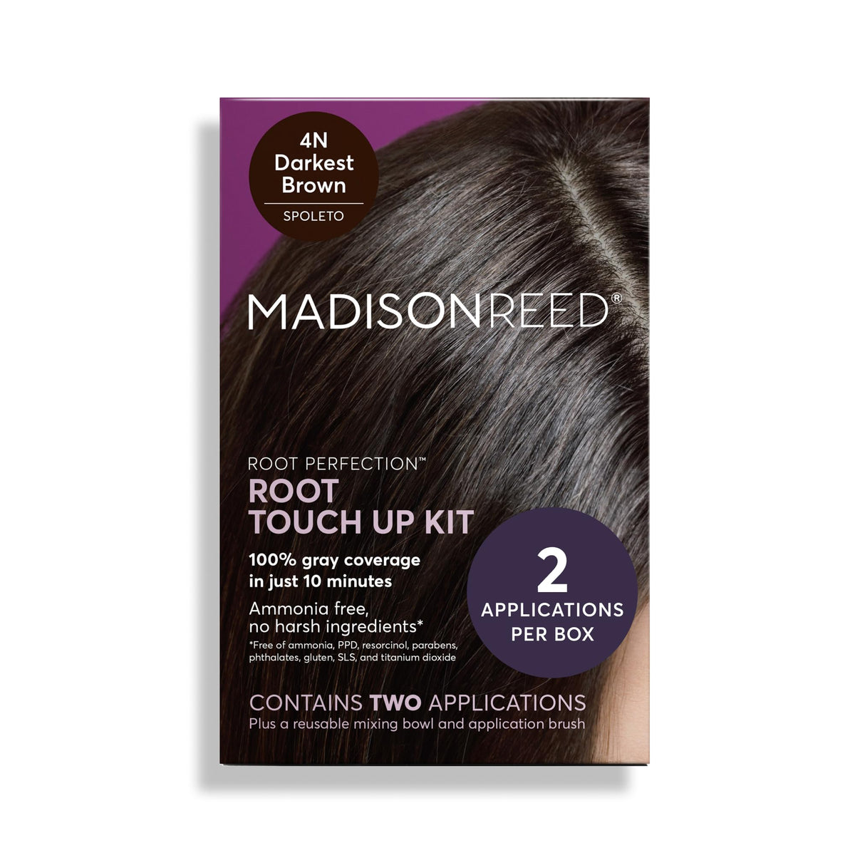 Madison Reed Root Perfection 4N Spoleto bottle pour shows easy, precise color application.