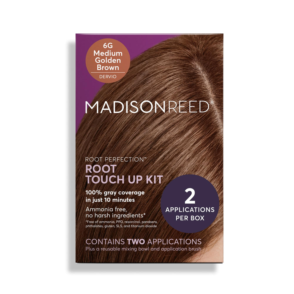 Madison Reed Root Perfection 6G Dervio bottle close-up for warm medium golden brown gray coverage