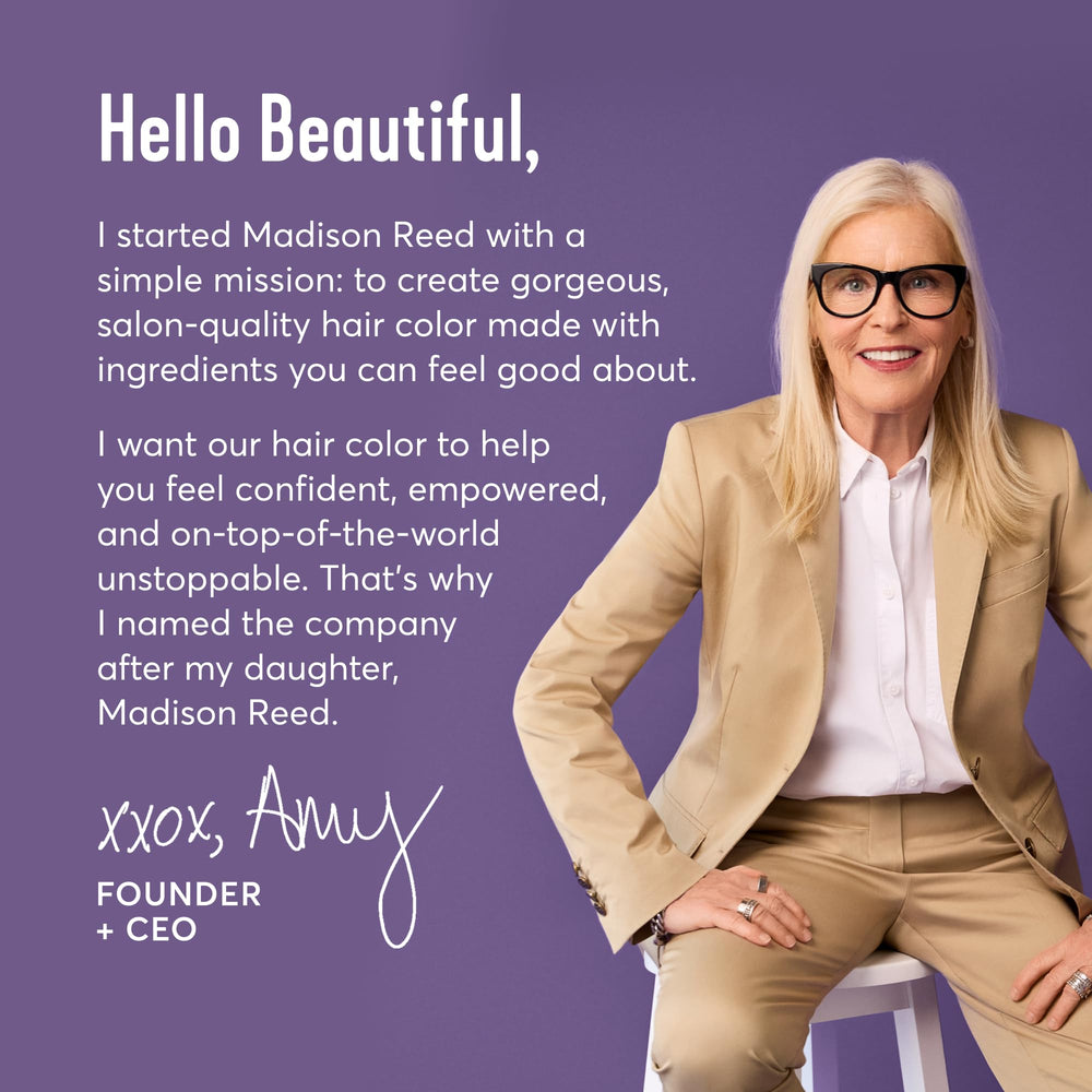 Two-brush design from Madison Reed enables precise root and brow application.