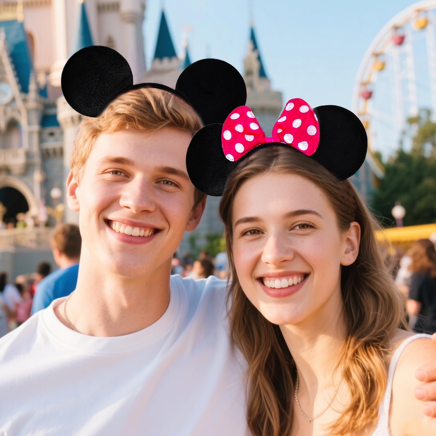 MADO fuchsia polka-dot 2-pack mouse ears headband, cute party prop.