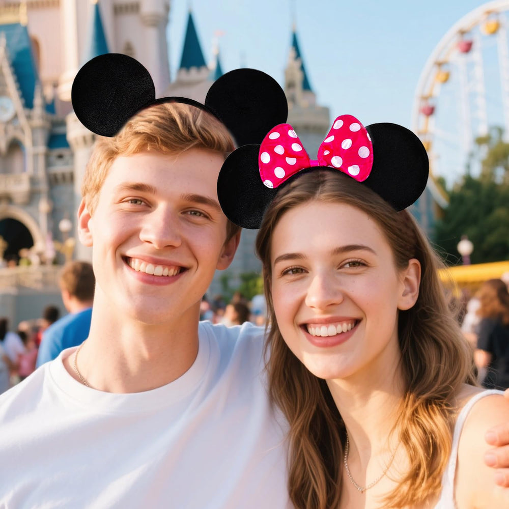 MADO fuchsia polka-dot 2-pack mouse ears headband, cute party prop.
