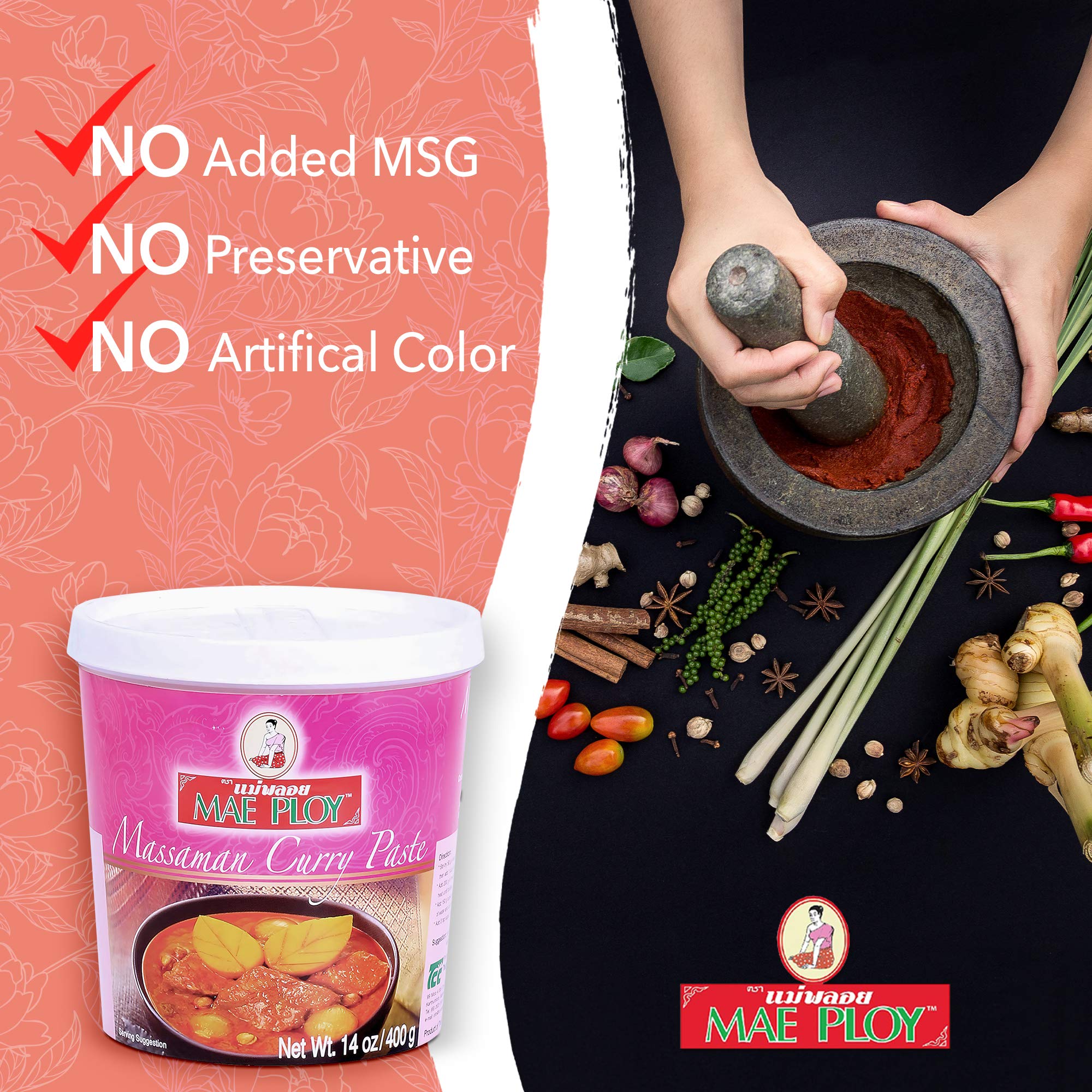 Mae Ploy Massaman paste simmered curry pot releasing savory aroma