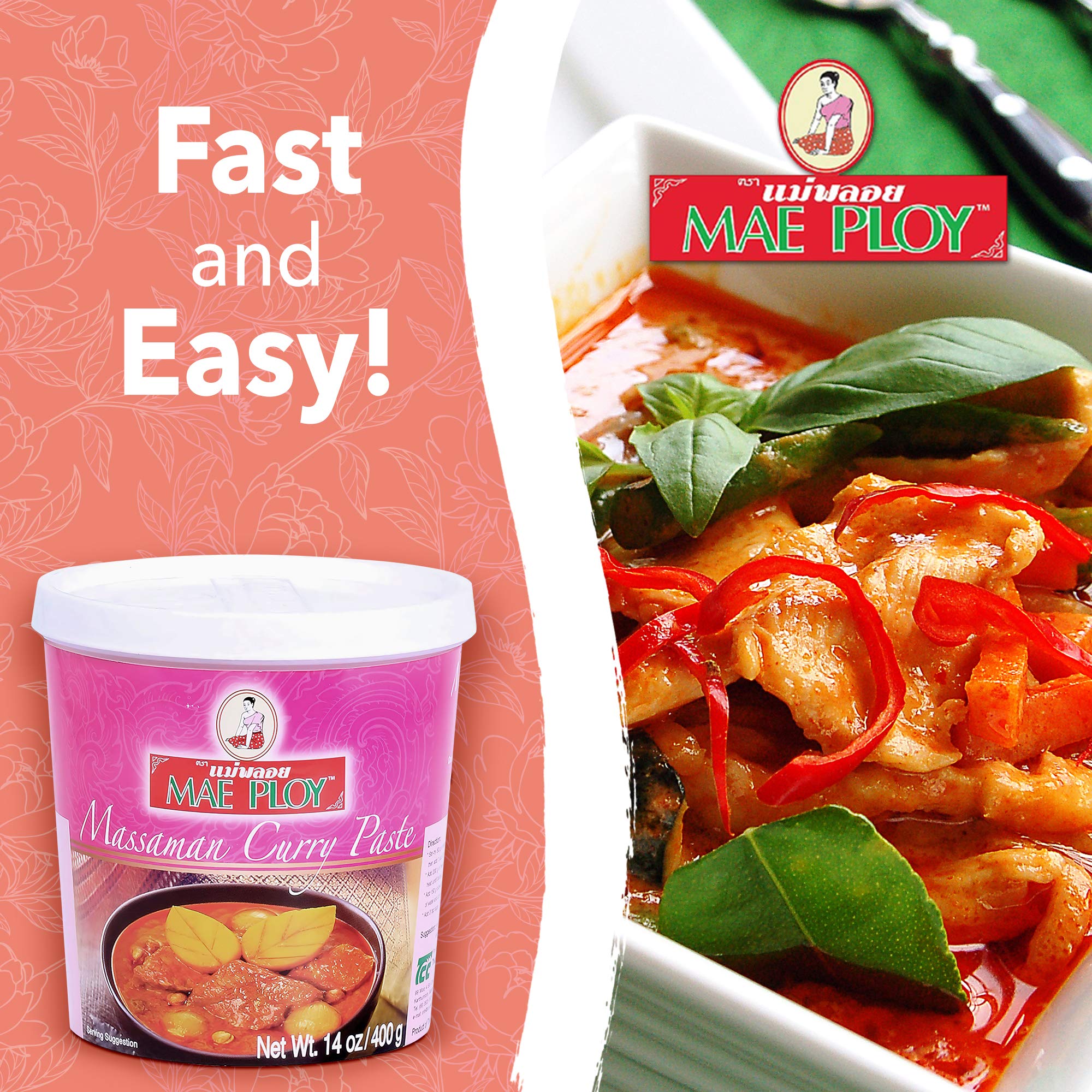 Mae Ploy Massaman paste used in Thai dish for restaurant-style flavor