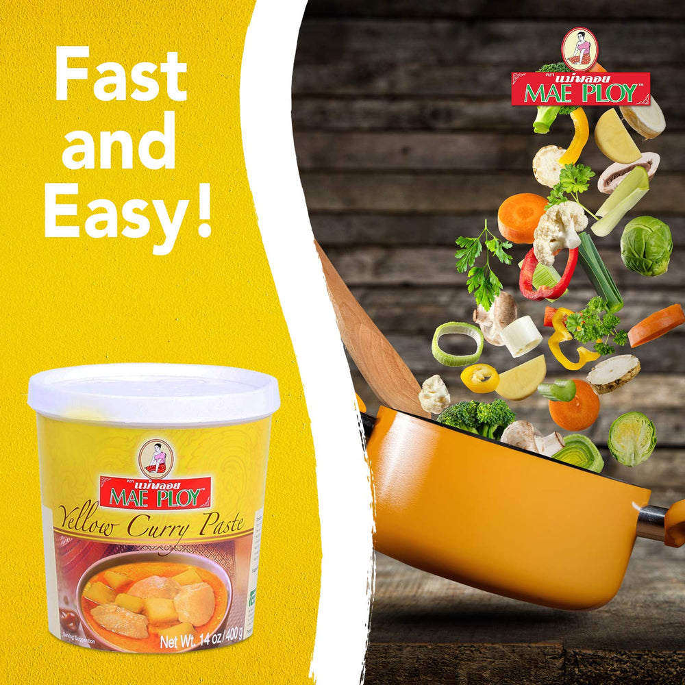 Mae Ploy Yellow curry paste no MSG label.