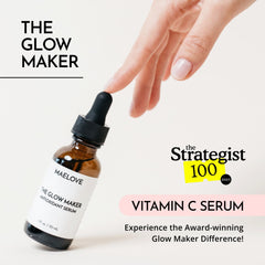MAELOVE Glow Maker label detail showcases ingredients and potency.