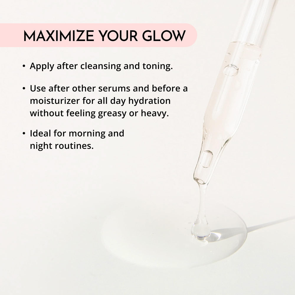 MAELOVE Hydrator ingredients panel highlights hyaluronic acid for moisture