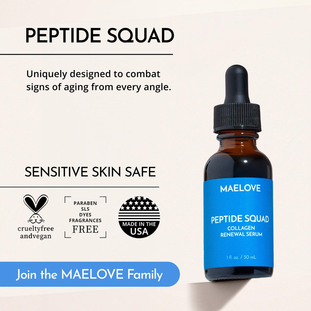 Maelove Peptide Squad Serum on skin for a radiant glow