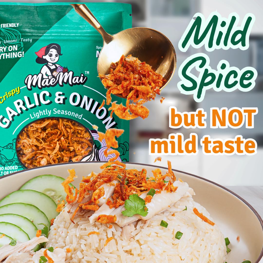 MaeMai Chili Crisp ingredients label highlighting gluten-free, preservative-free formula.