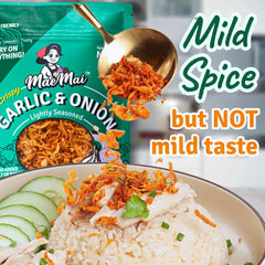 MaeMai Chili Crisp ingredients label highlighting gluten-free, preservative-free formula.