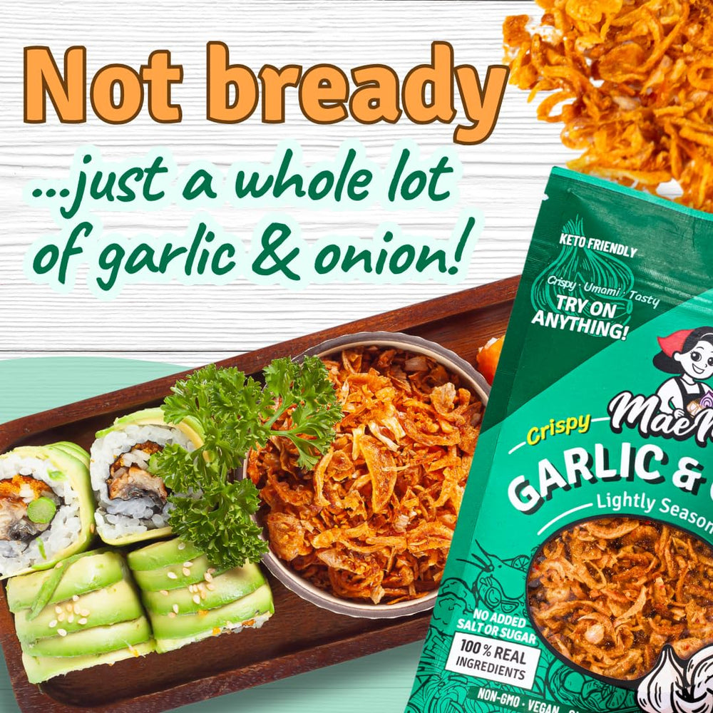 MaeMai Chili Crisp packaging shot showing farm-to-bag freshness.
