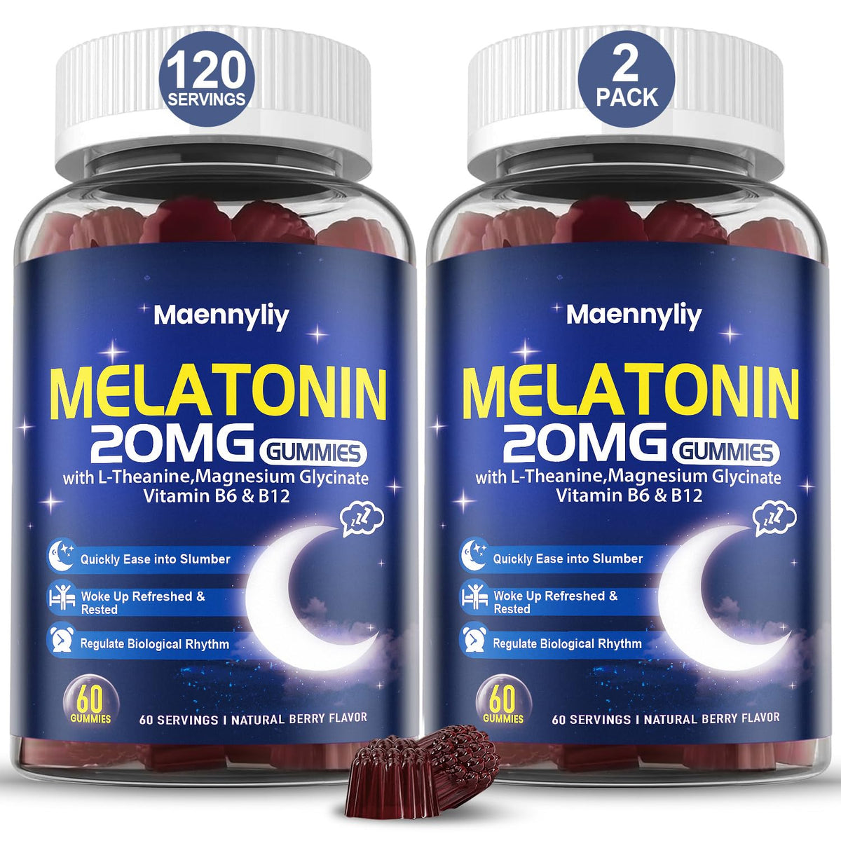 Maennyliy Melatonin Gummies bottle ready for a calming night routine
