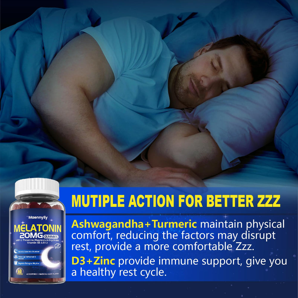Maennyliy Melatonin Gummies label close-up with ingredients