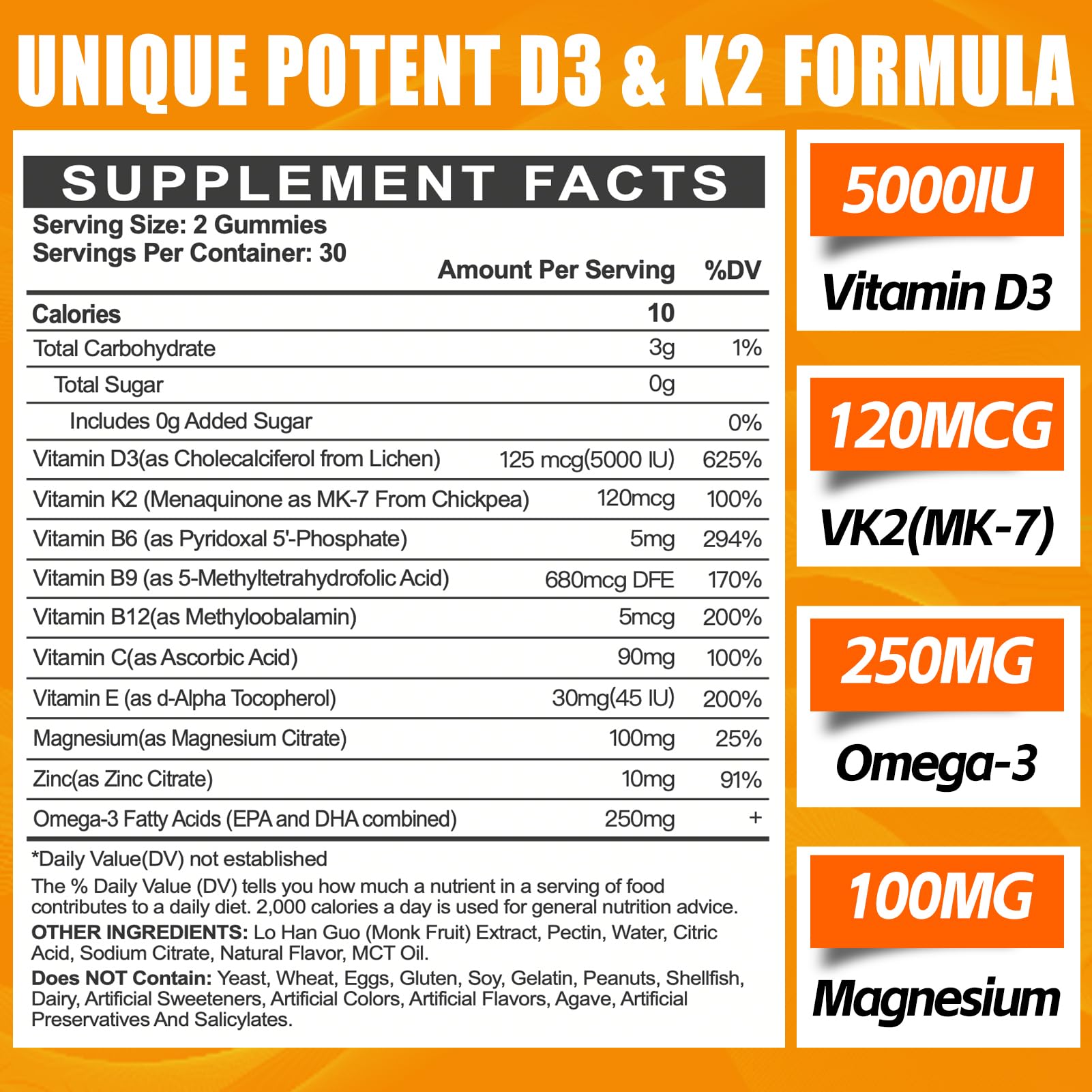 Maennyliy Vitamin D3 K2 Gummies opened pack showing orange flavor