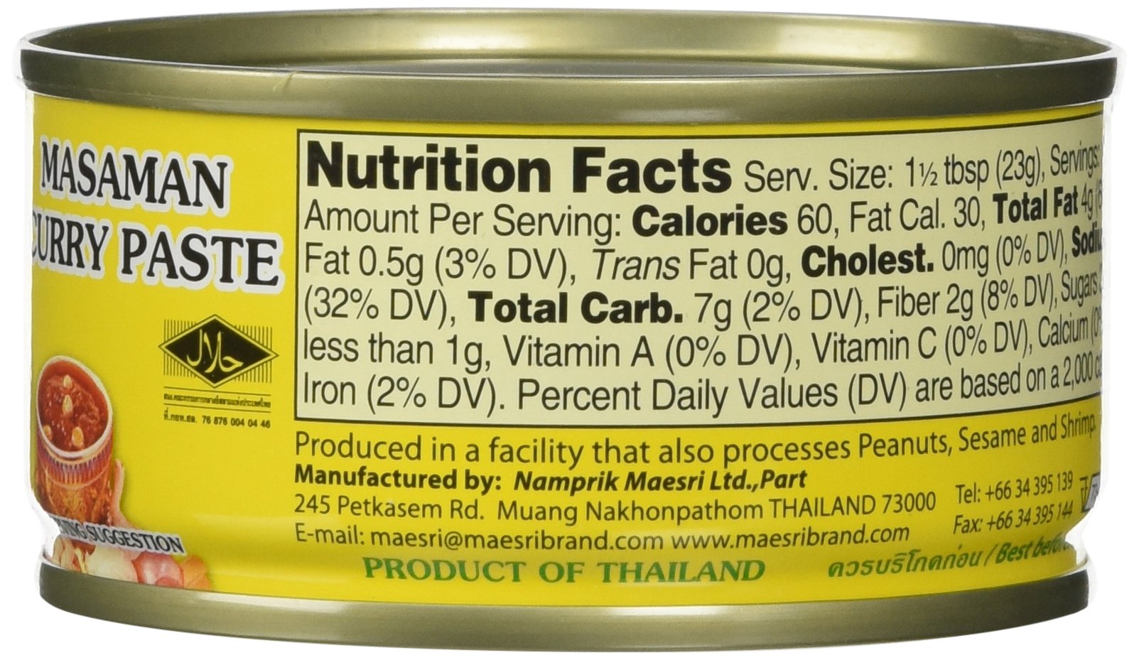 Maesri Massaman curry paste label shows Thai origin and convenient 4-pack