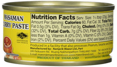 Maesri Massaman curry paste label shows Thai origin and convenient 4-pack