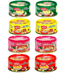 Maesri 8-pack curry paste front view for quick Thai meals.