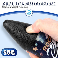 Mafbeanl rocket glows with LED lights for nighttime launches.