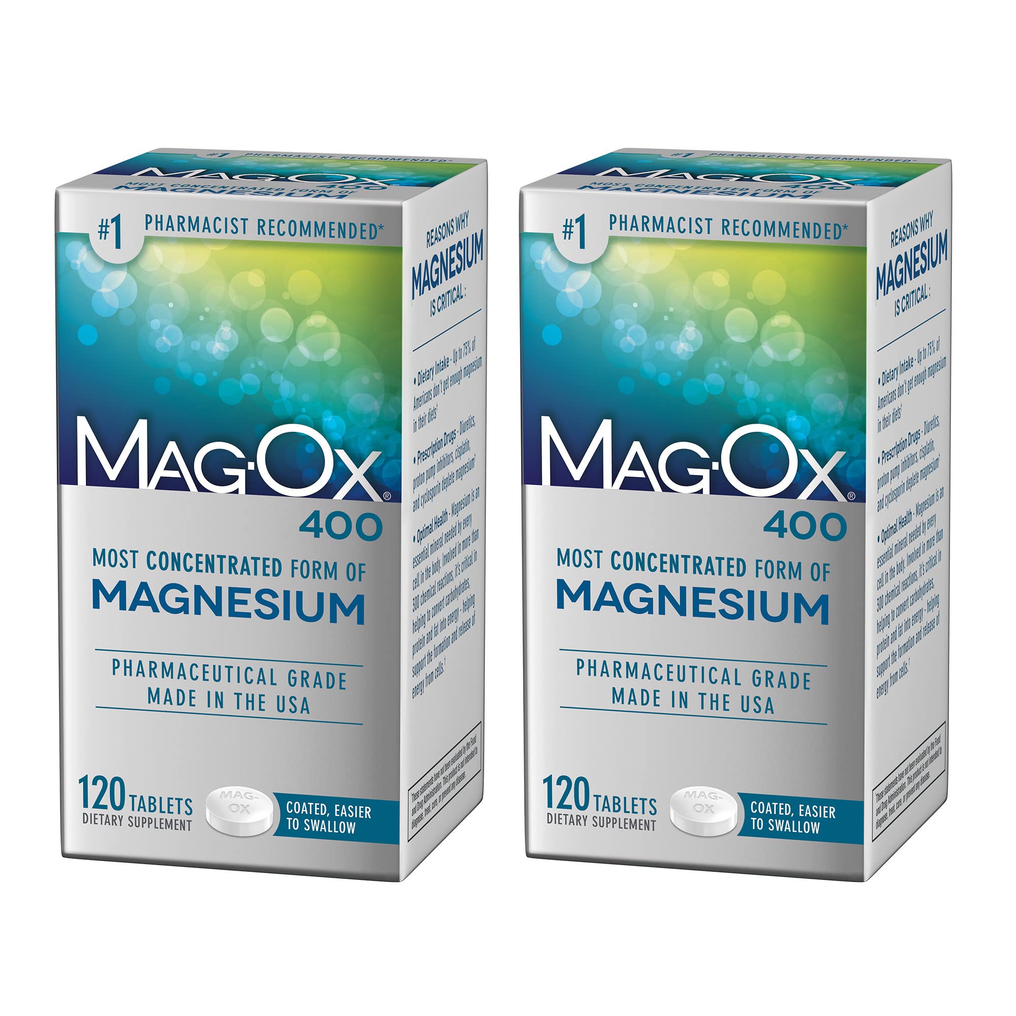 Mag-Ox 400 magnesium oxide tablets in bottle for daily energy metabolism support.