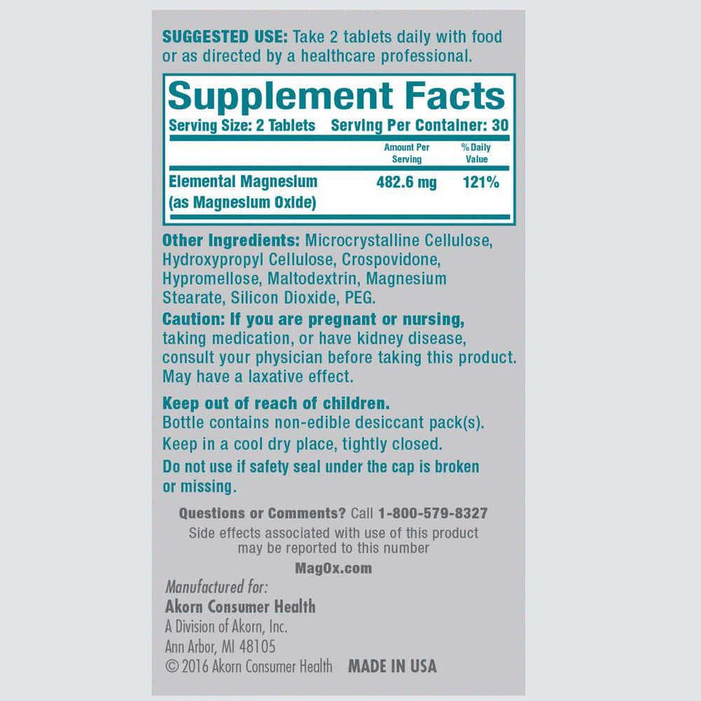 Mag-Ox 400 tablets with smooth coating for easy swallowing during daily routines.