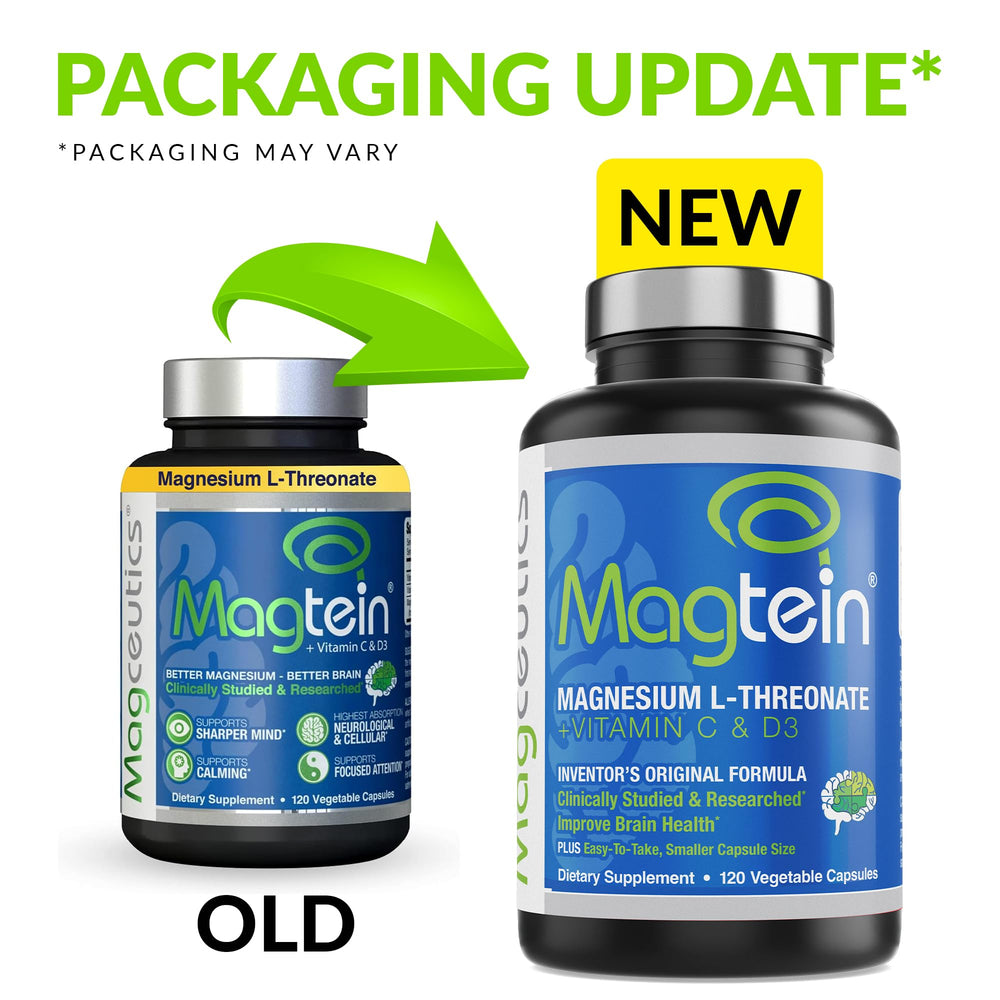 Magceutics Magtein bottle back shows ingredients for cognitive support