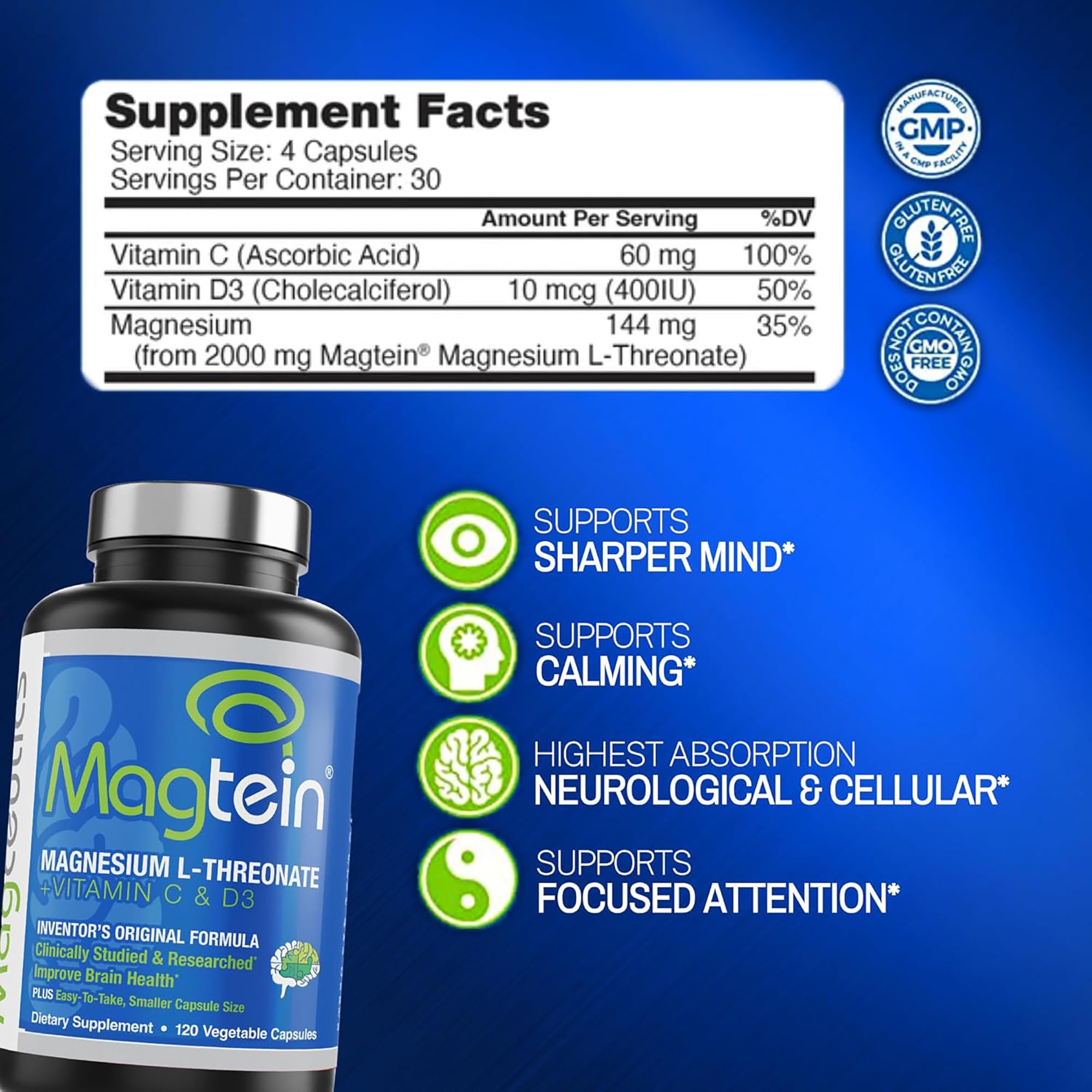 Magceutics Magtein capsules in hand suggest convenient daily use