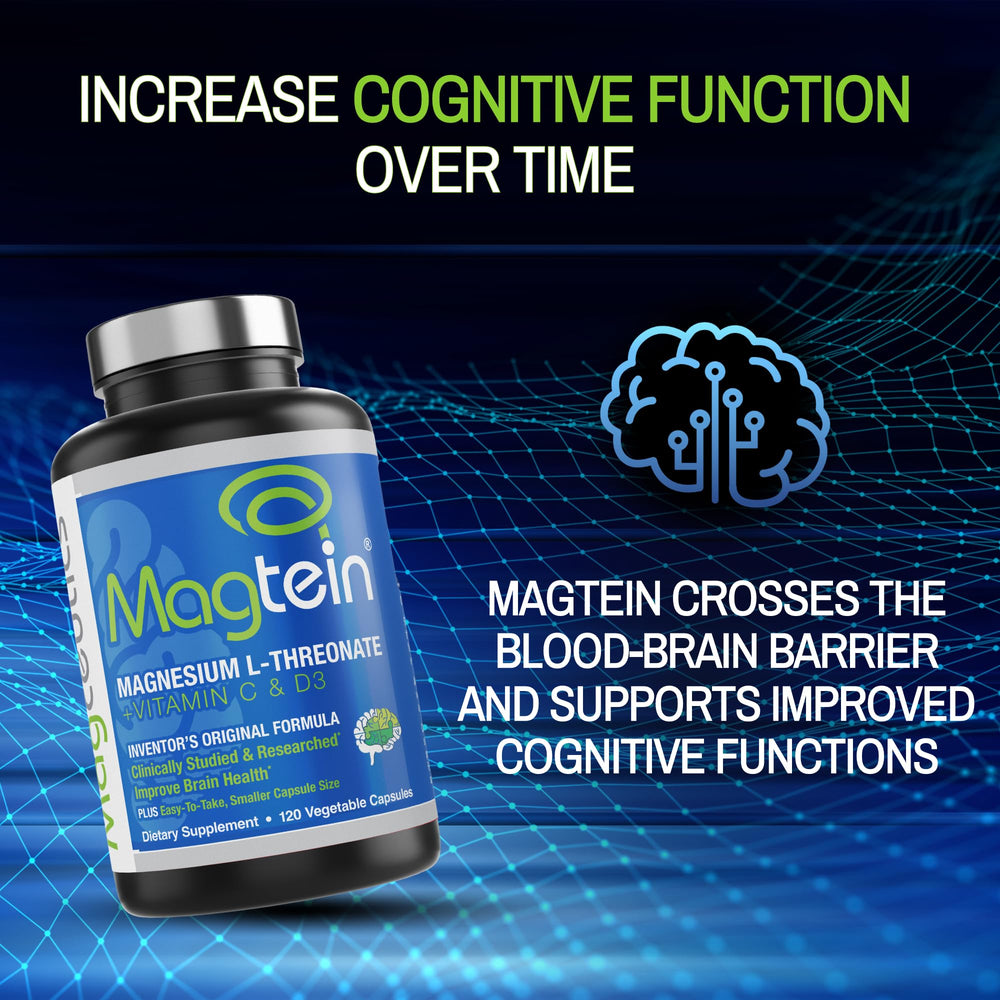 Magceutics Magtein packaging scene implies easy daily brain support