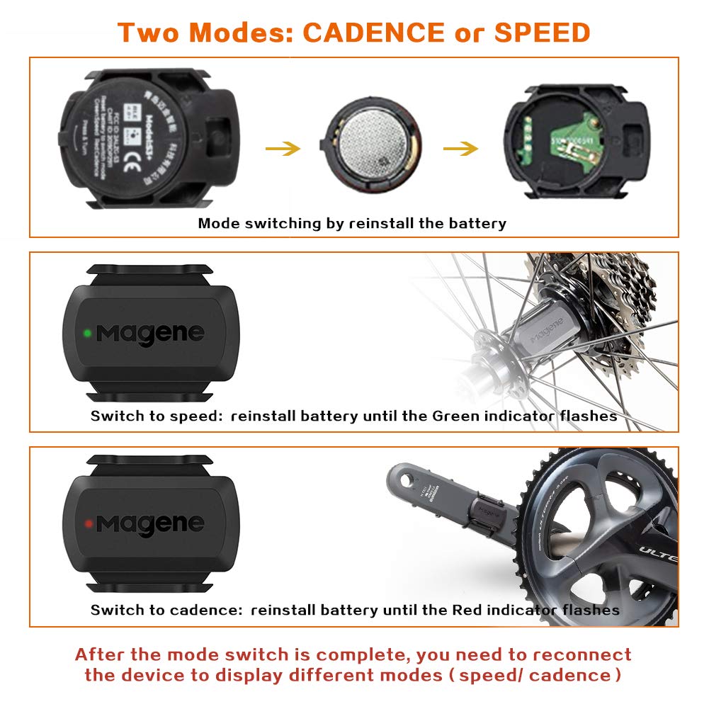 Magene cadence sensor mounted on crank arm to measure pedal cadence
