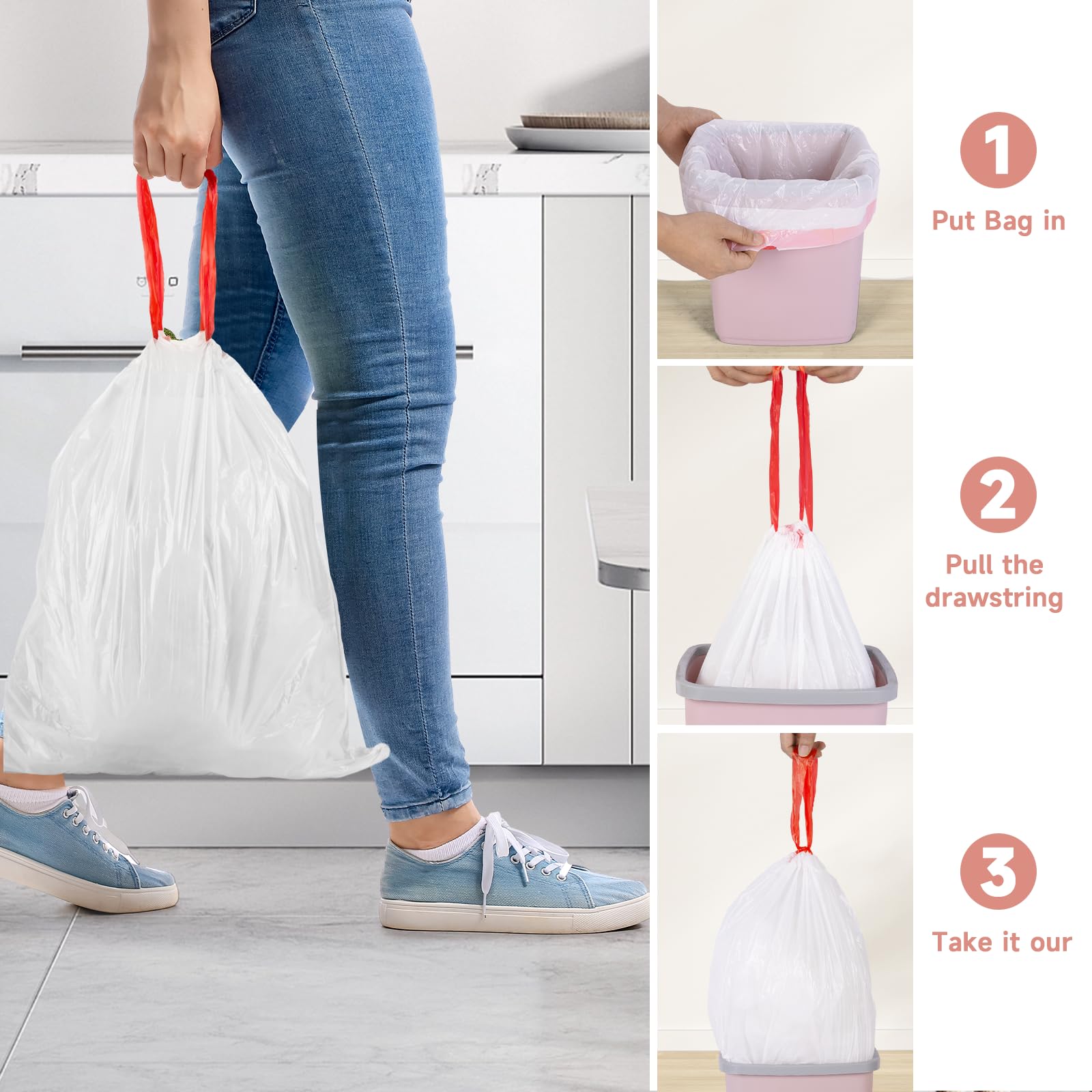 Magesh bathroom, kitchen, office, and car trash bags in one set