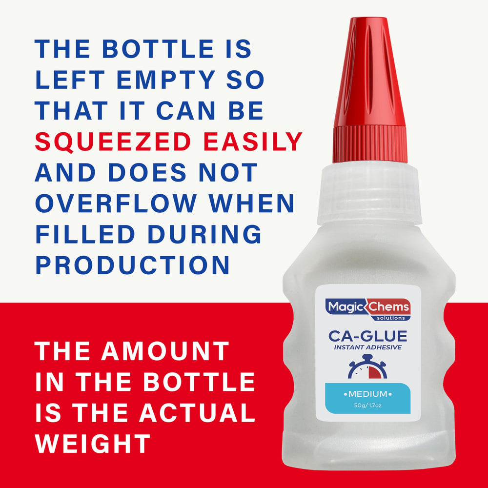 Magic Chems CA Glue with Activator secures metal-to-metal joints