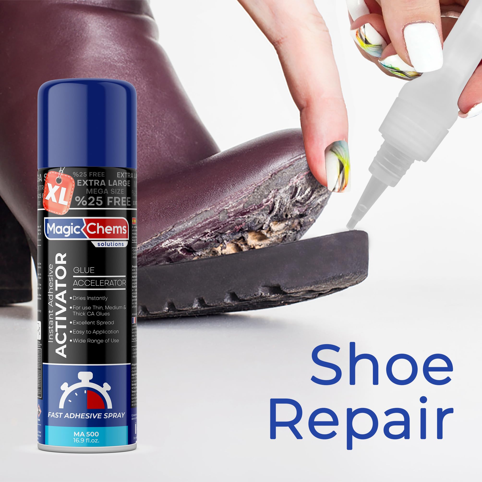 Metal and rubber bonding with Magic Chems CA Glue for durable repairs.