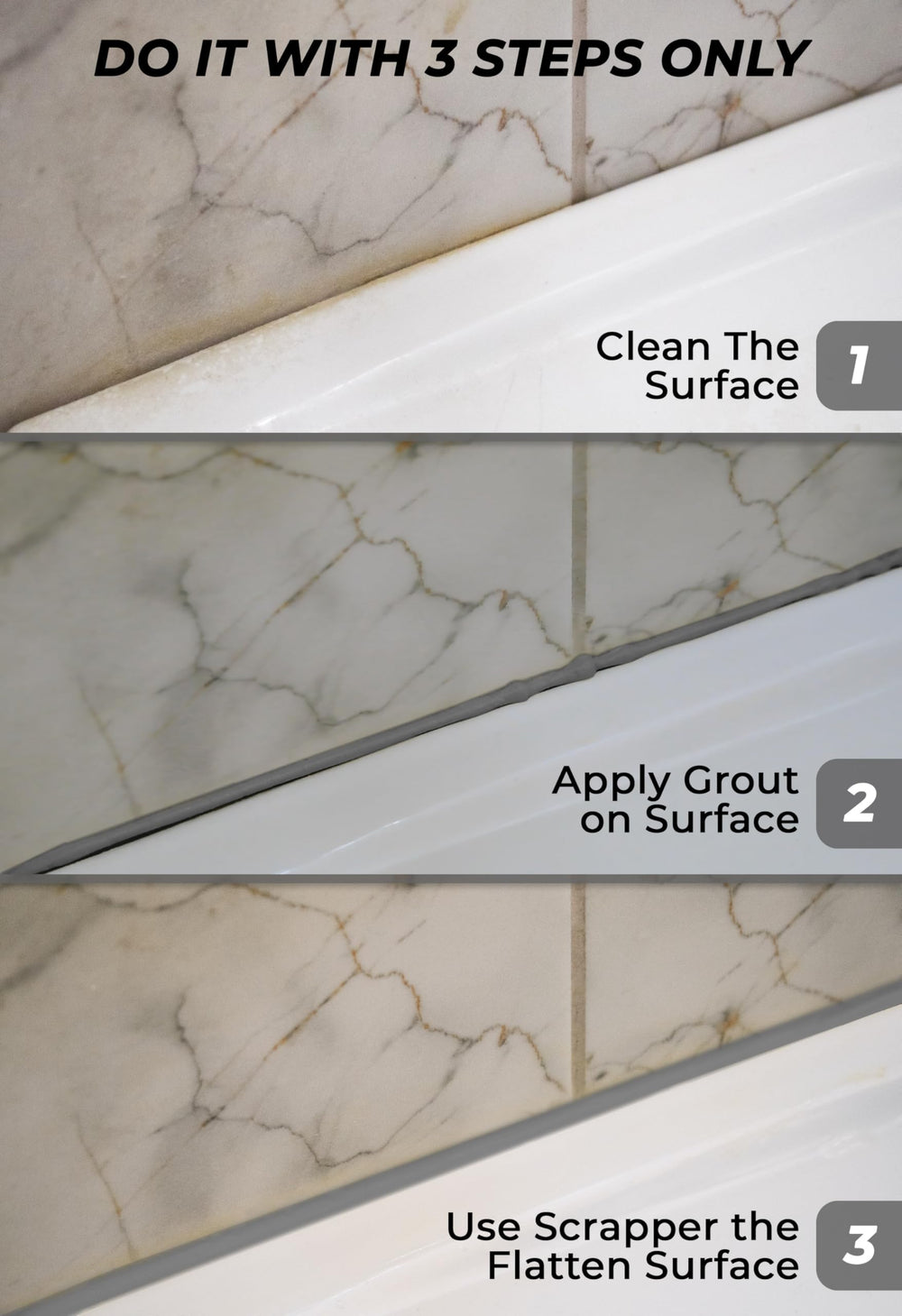 Magic Chems sealed, brightened tile finish after repair, refreshed bathroom look
