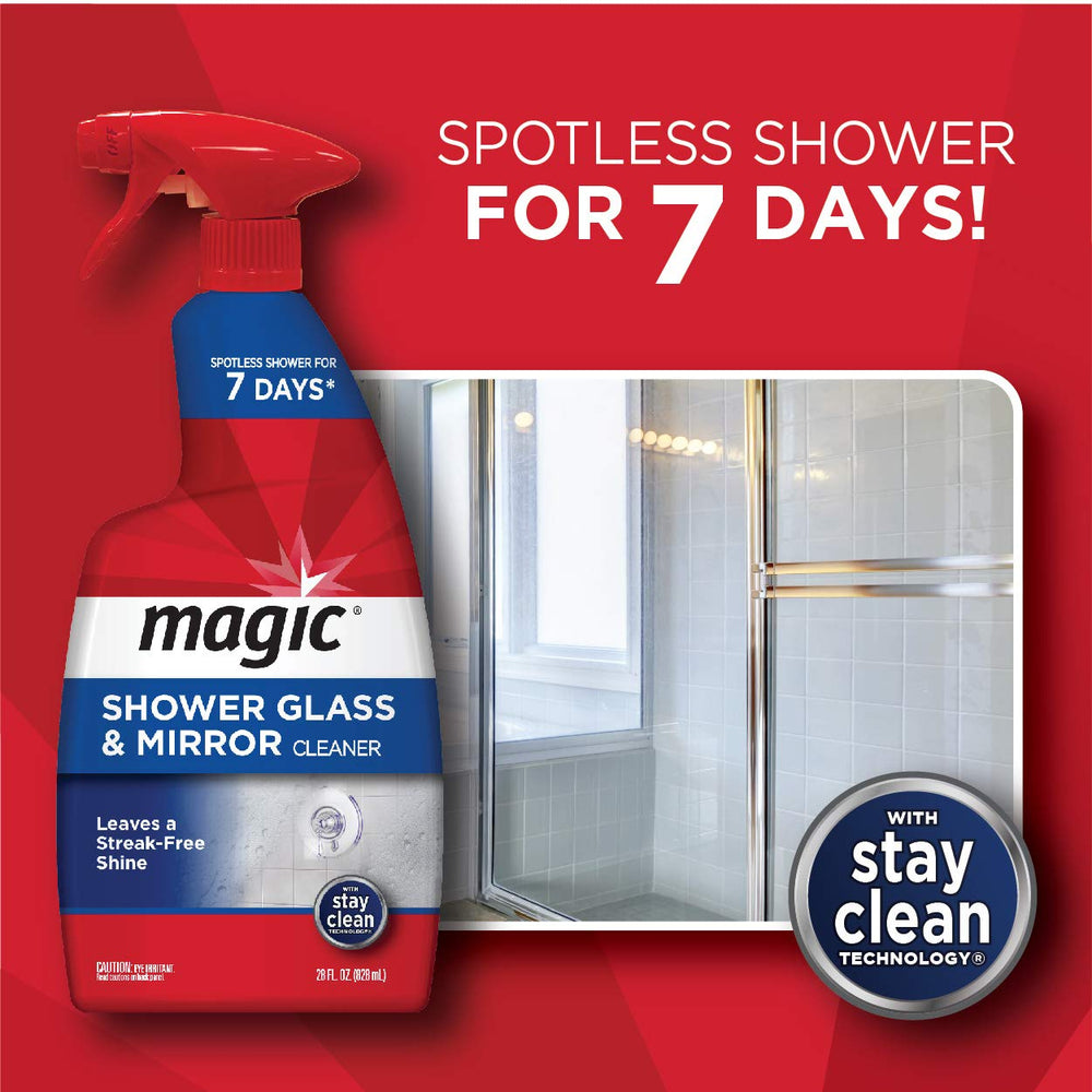 Magic Shower Glass Cleaner microfiber cloth ready for a thorough wipe.