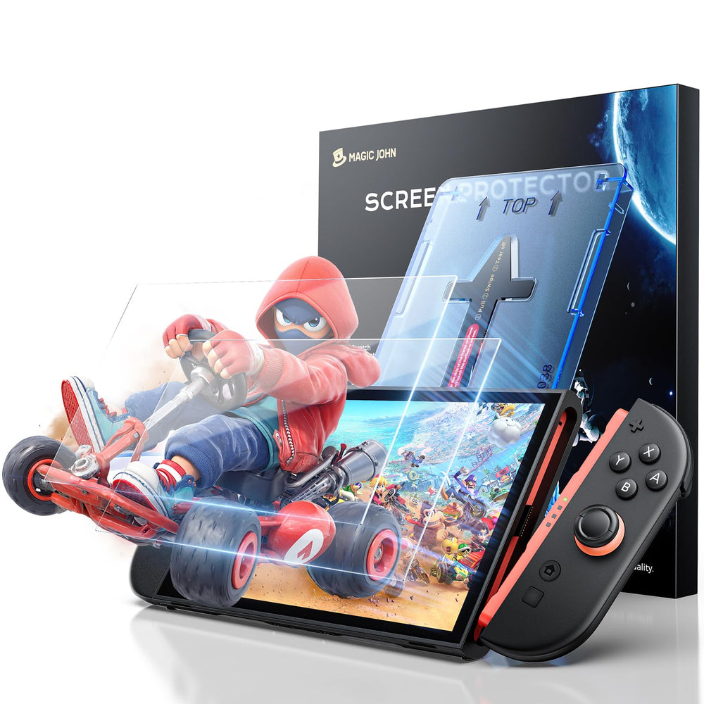 Magic John Switch 2 screen protector two-pack front view provides reliable protection.