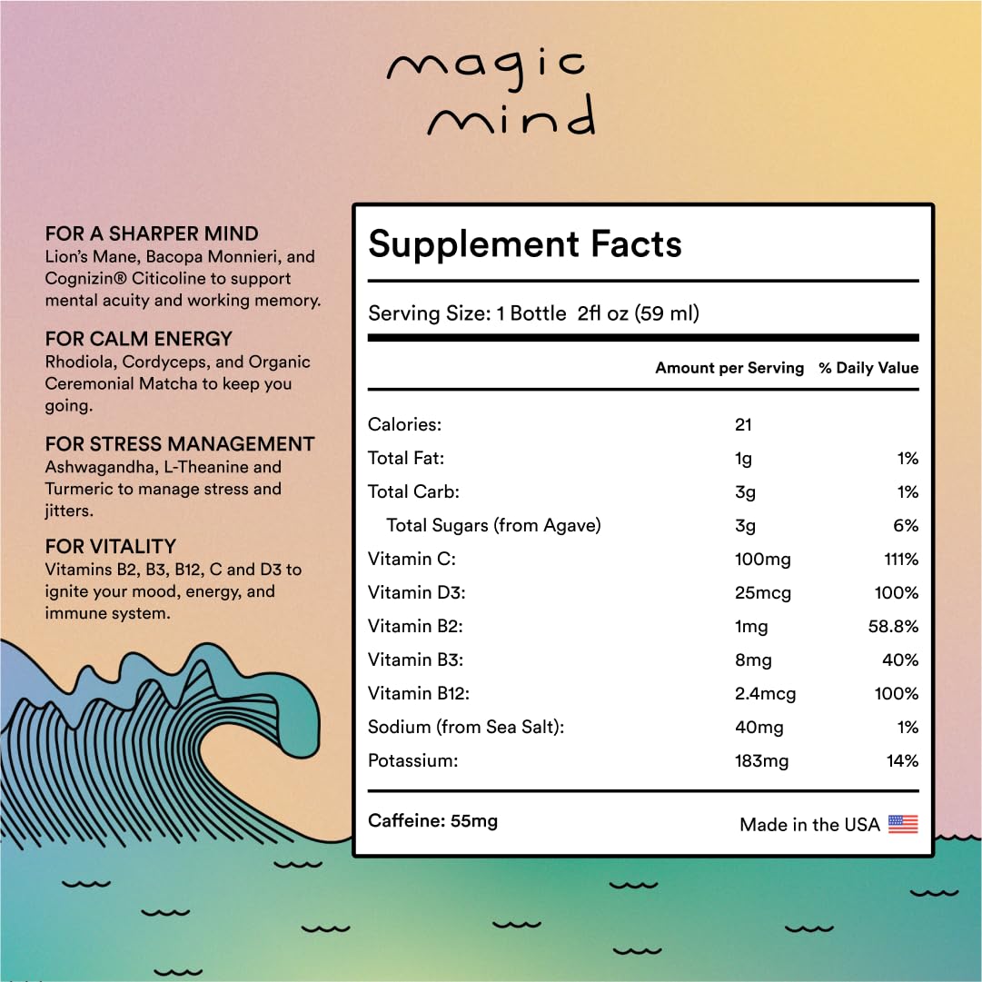 Magic Mind green tea note reinforces matcha balance for steady energy.