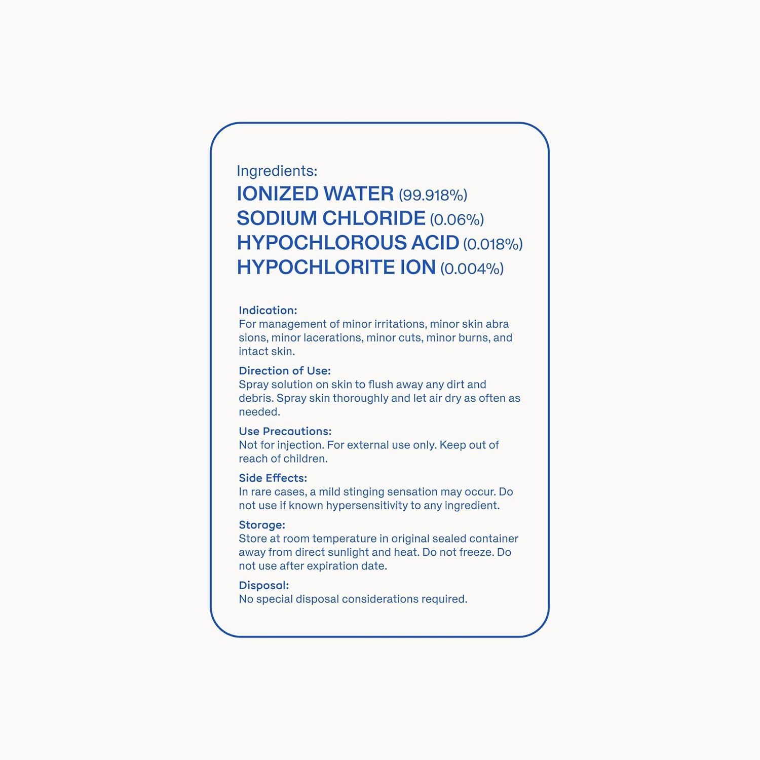 Magic Molecule HOCl spray product label close-up showing clean, fragrance-free formula.