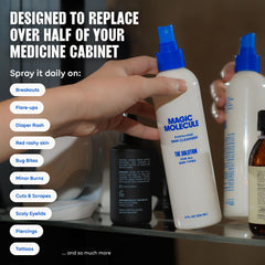 Label close-up showing HOCl ingredients and safety features