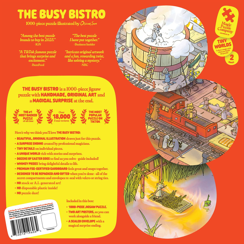 Magic Puzzle Company The Busy Bistro art detail close-up reveals hidden Easter eggs