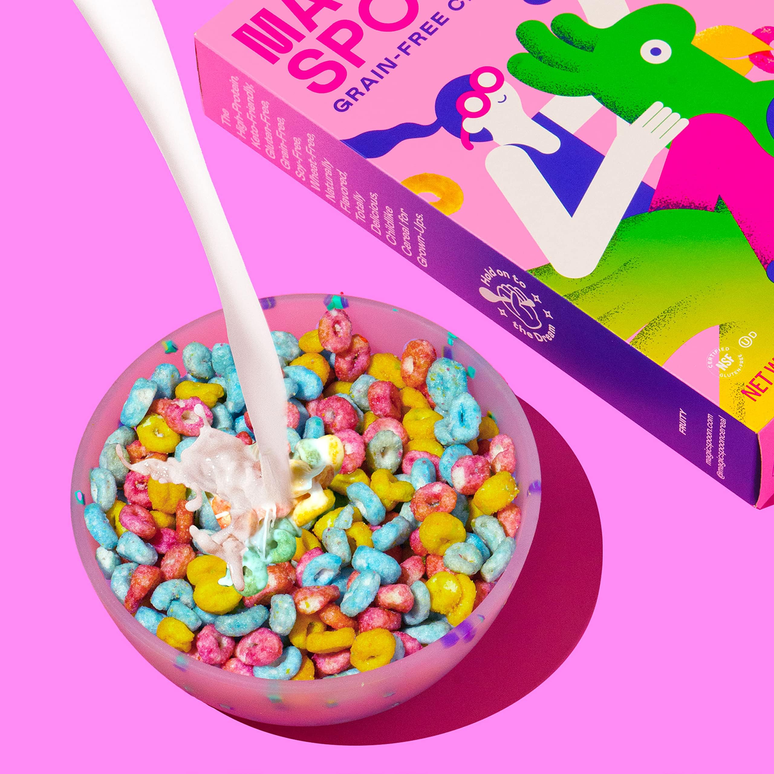 Magic Spoon Fruity packaging inside view reveals gluten-free, grain-free ingredients